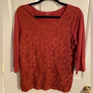 Loft 3/4 length sleeve lace front shirt